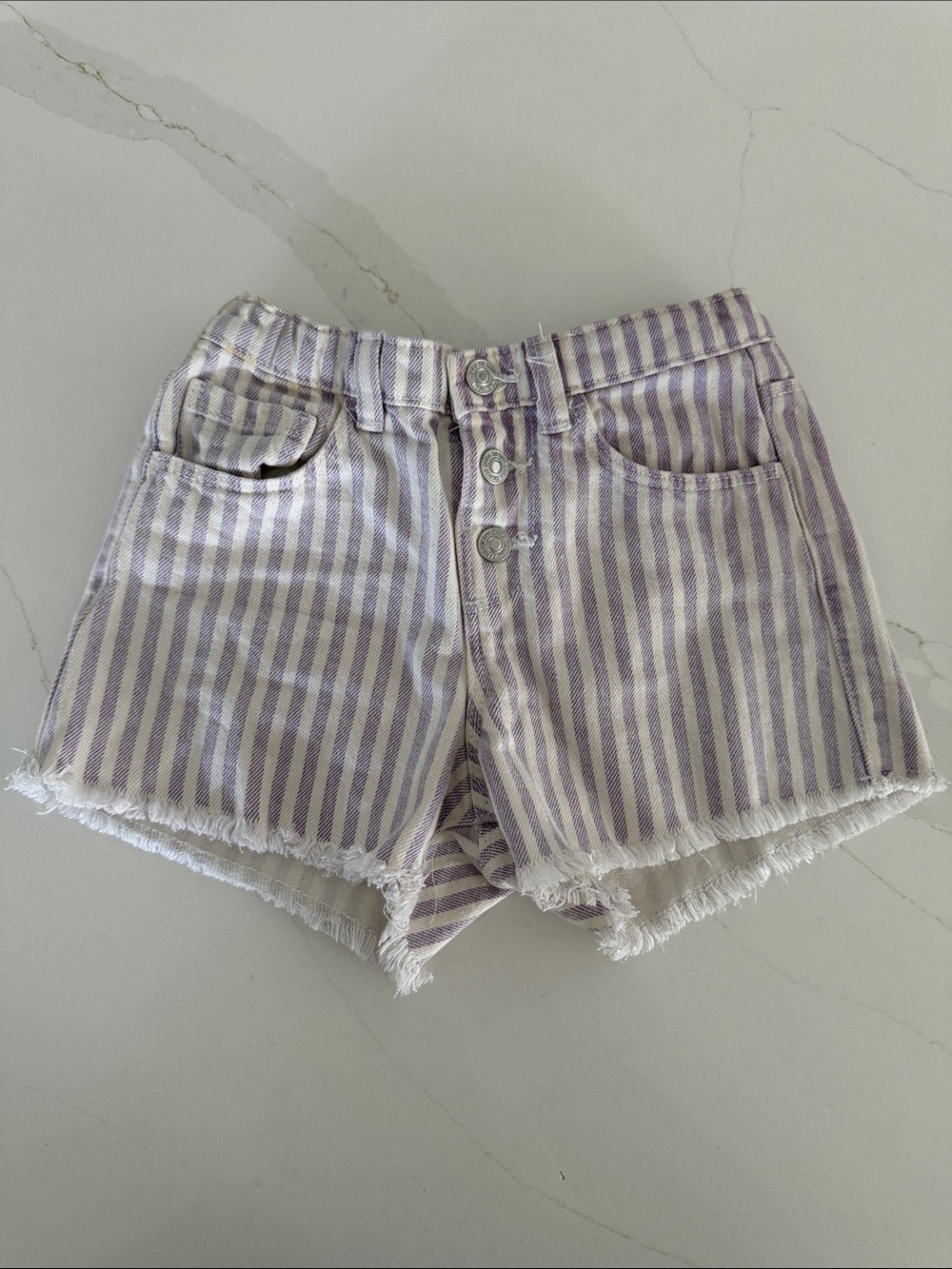 Zara Striped Lavender Denim Shorts - Kids